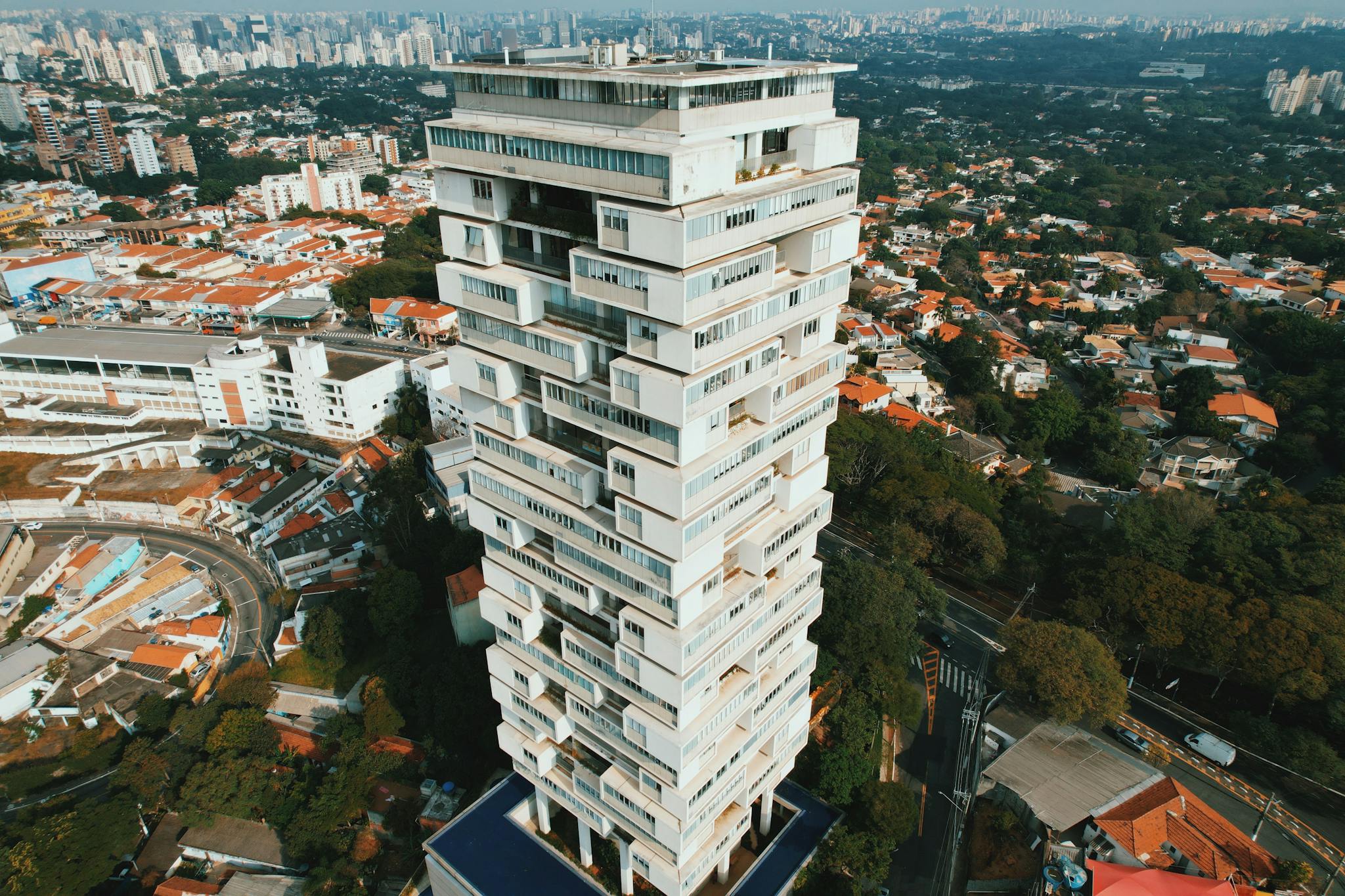 Aerial Shot Of A Modern Architectural Tower